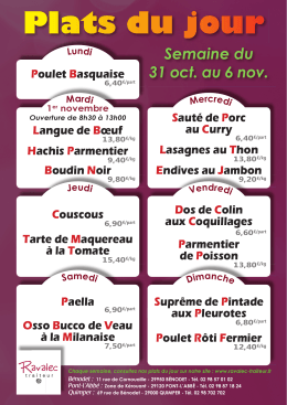 Menu de la semaine