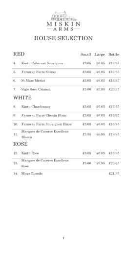 WINE LIST - Miskin Arms