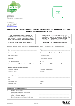 Formulaire d`inscription Fili&egrave;re Sage-femme voie seconde