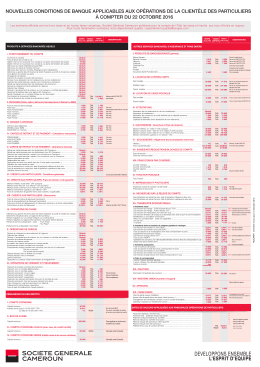 Conditions appliqu&eacute;es aux op&eacute;rations bancaires de la client&egrave;le des