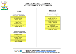 liste tap maternelles module 2 du 3 novembre au