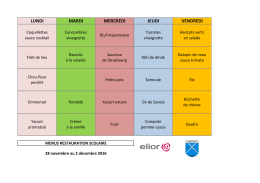 LUNDI MARDI MERCREDI JEUDI VENDREDI