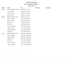 Horaire des tests club du mardi 25 octobre