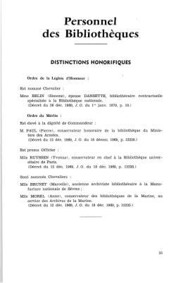 Personnel des Bibliothèques