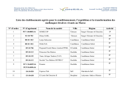 Liste des établissements agréés pour le conditionnement, l