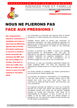 NOUS NE PLIERONS PAS FACE AUX PRESSIONS !