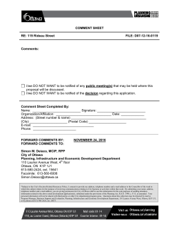 COMMENT SHEET RE: 119 Rideau Street FILE