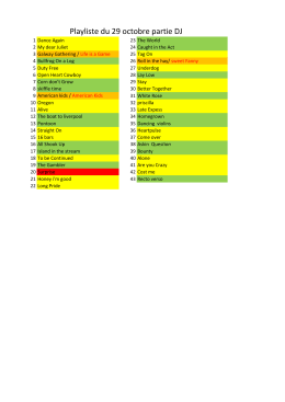 Playliste du 29 octobre partie DJ
