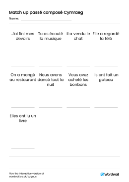 Match up passé composé Cymraeg