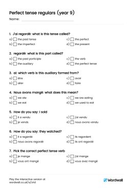 Perfect tense regulars (year 9)