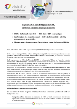 D&eacute;ploiement du plan strat&eacute;gique Next 100, combinant
