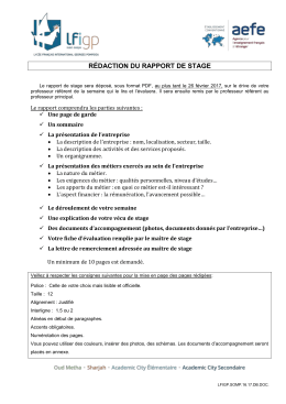 RÉDACTION DU RAPPORT DE STAGE