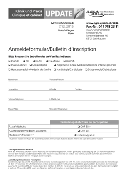 Anmeldeformular - AGLA Update 2016
