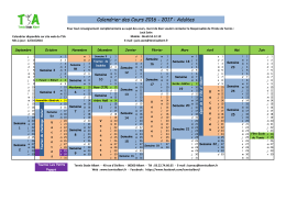 Calendrier des Cours 2016 - 2017 : Adultes