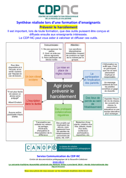 PREVENIR LE HARCELEMENT Synthèse réalisée lors d`une