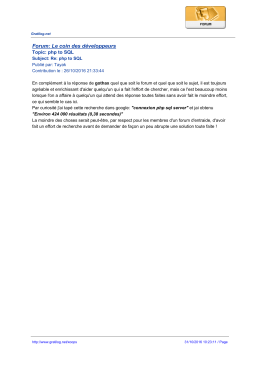 Forum: Le coin des développeurs