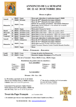 annonces de la semaine - Paroisse catholique de Cessy