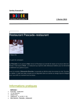 Restaurant Pascade–restaurant Informations pratiques