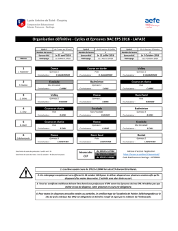 Organisation définitive - Cycles et Epreuves BAC EPS 2016