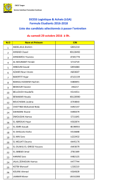 Liste des candidats sélectionnés pour passer l