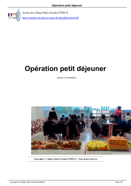 Opération petit déjeuner - Collège Pablo Neruda EVREUX