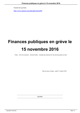Finances publiques en gr&egrave;ve le 15 novembre 2016