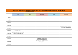 Horaire des cours obligatoires du BLOC 3 (second quadrimestre