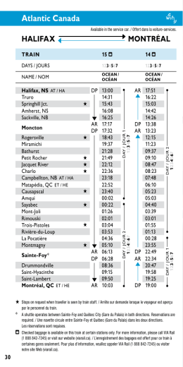 Atlantic Canada - VIA Rail Canada