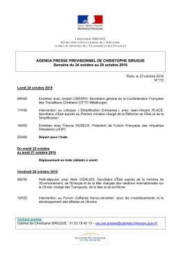 AGENDA PRESSE PREVISIONNEL DE CHRISTOPHE SIRUGUE