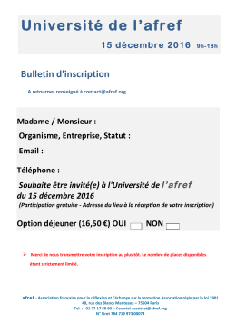 Bulletin d`inscription Université