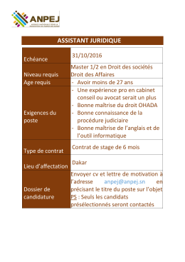 assistant juridique - Journal Universitaire