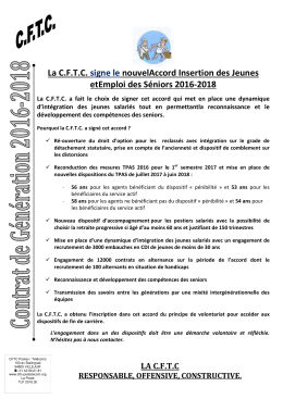 La C.F.T.C. signe le nouvelAccord Insertion des Jeunes etEmploi