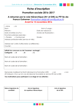 Fiche d`inscription