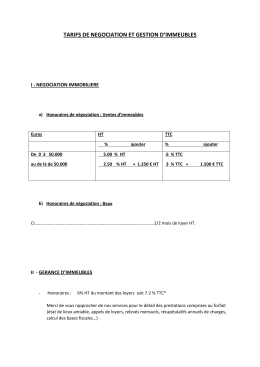 honoraires de negociation immobiliere et de gestion d`immeubles