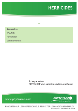Composition : N° AMM : Formulation : Conditionnement