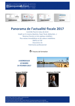 Panorama de l`actualité fiscale 2017