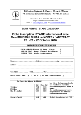 Fiche inscription STAGE international avec 20 - 21