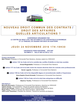 NOUVEAU DROIT COMMUN DES CONTRATS / DROIT DES