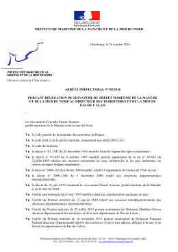 Arrêté préfectoral n° 89/2016 - Préfecture maritime de la Manche et