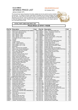 pricelist - Dorset Branch Morris Minor Owners Club