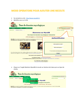 • Se connecter au site : http://www.mycodb.fr/. • Identifiez