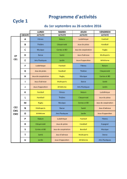 Programme du TAP