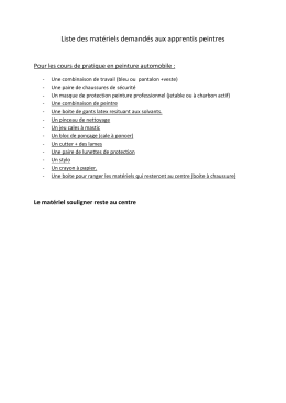 Liste des matériels demandés aux apprentis peintres