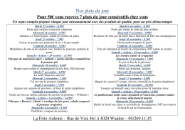 Menu des semaines en cours