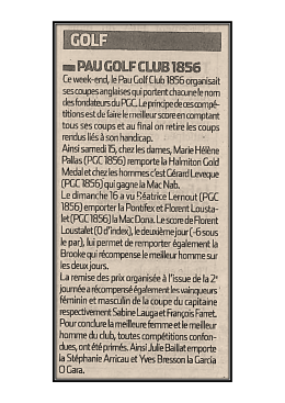 Article de presse sur les Coupes Anglaises au PGC 1856