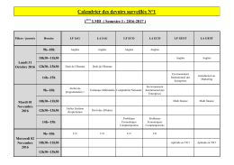 Calendrier des devoirs surveillés N°1