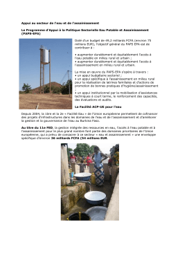 Appui au secteur de l`eau et de l`assainissement Le Programme d