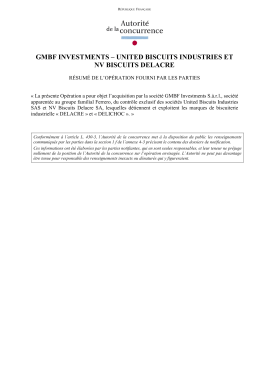 gmbf investments &ndash; united biscuits industries et nv biscuits delacre