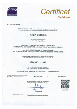 Consultez l`attestation délivrée par l`AFAQ