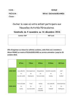 Écoles élémentaires - Novembre et décembre 2016